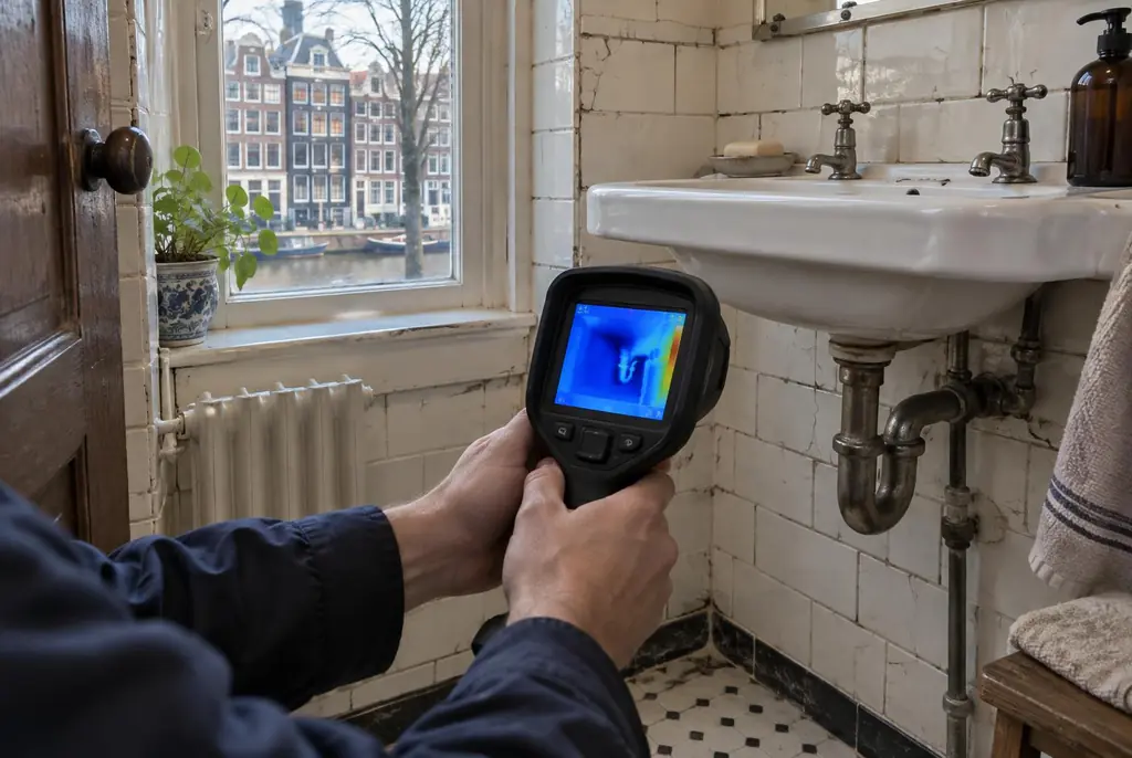 Lekdetectie Monnickendam – badkamer met oude leidingen achter de tegels