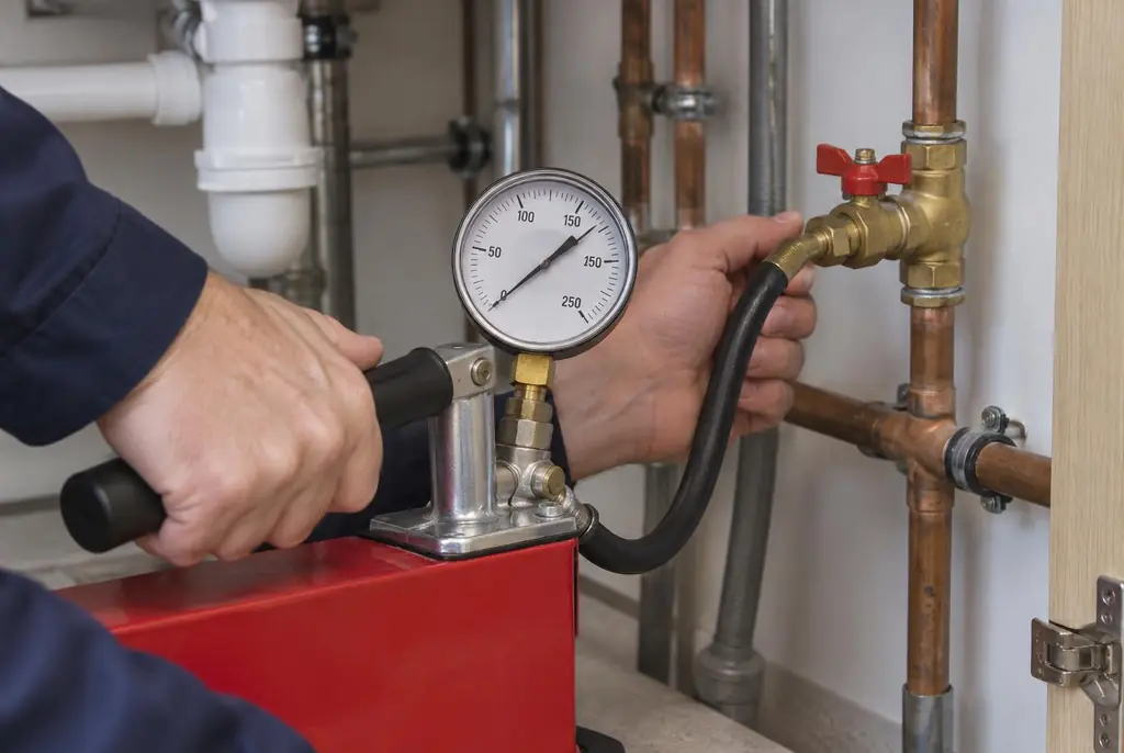 Lekdetectie Monnickendam – druktest op een waterleiding met een manometer