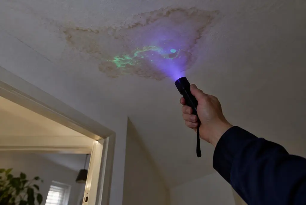 Lekdetectie Monnickendam – kleurstof controleren op het plafond met uv-licht
