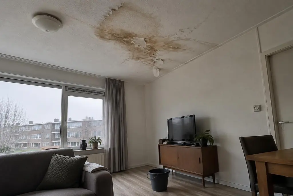 Lekdetectie Monnickendam – vochtplek op het plafond onder een badkamer